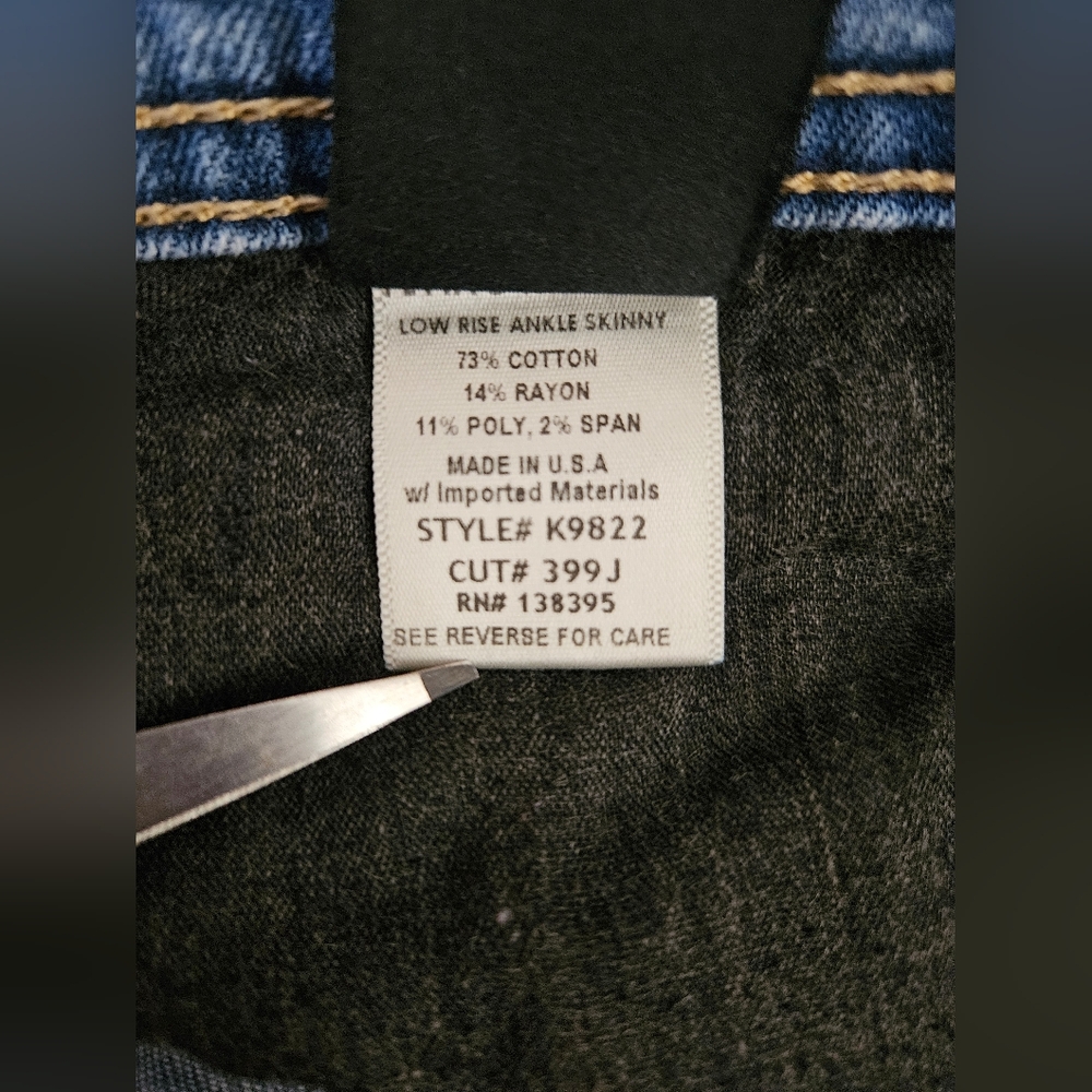 Flying Monkey Women's size 26 Low Rise Ankle Skinny Jean - Picture 5 of 6